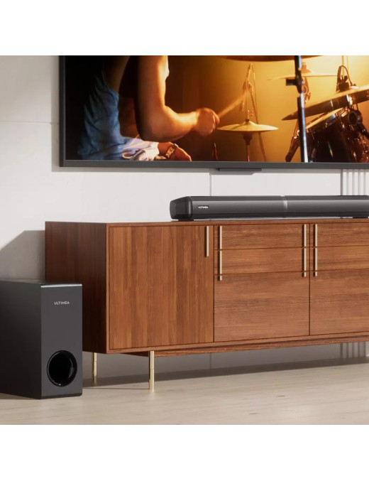 Ultimea Apollo S50 4 1ch Detachable Soundbar with Subwoofer  Bluetooth 5 3  Adjustable Bass Level  3 EQ Modes