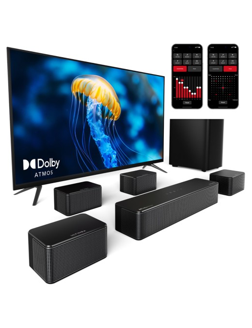 ULTIMEA Poseidon D80 7 1 Channel Soundbar Subwoofer Speaker Kit  Dolby Atmos  460W Peak Power  APP Control  10 Bands Equalizer 